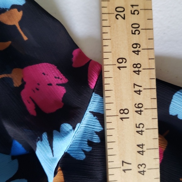 J. Crew Floral Midi Dress 4 Black Blue Pink Long Sleeve Cottage Office Career - Picture 12 of 16